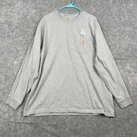 Carhartt Oriental Fit Men's Loose Fit Long Sleeve Pocket T Shirt Size XL Gray - Picture 1 of 8